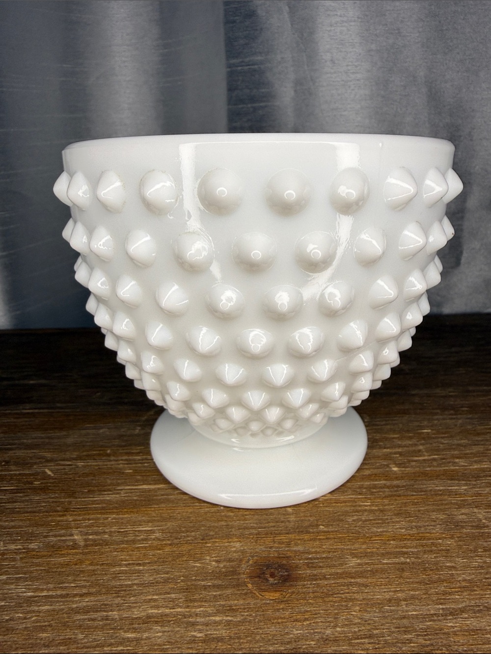 Vtg Hobnail White Milk Glass Footed Bowl Candy Dish